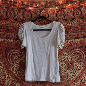 White Lace Sleeve Shirt